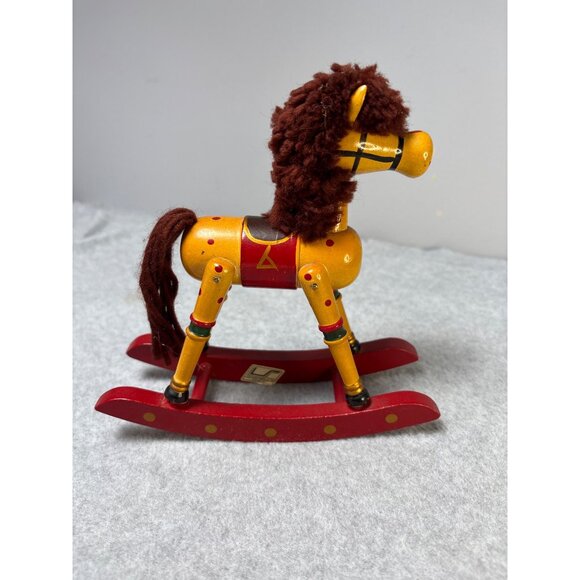 Vintage Wooden Rocking Horse Figurine by Lucie Sable Imports Ltd Taiwan 1980s - Picture 9 of 9